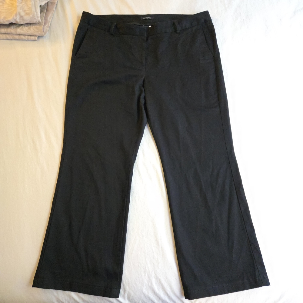 Lands' End High Rise Black Women's Cotton Blend Bootcut Trousers